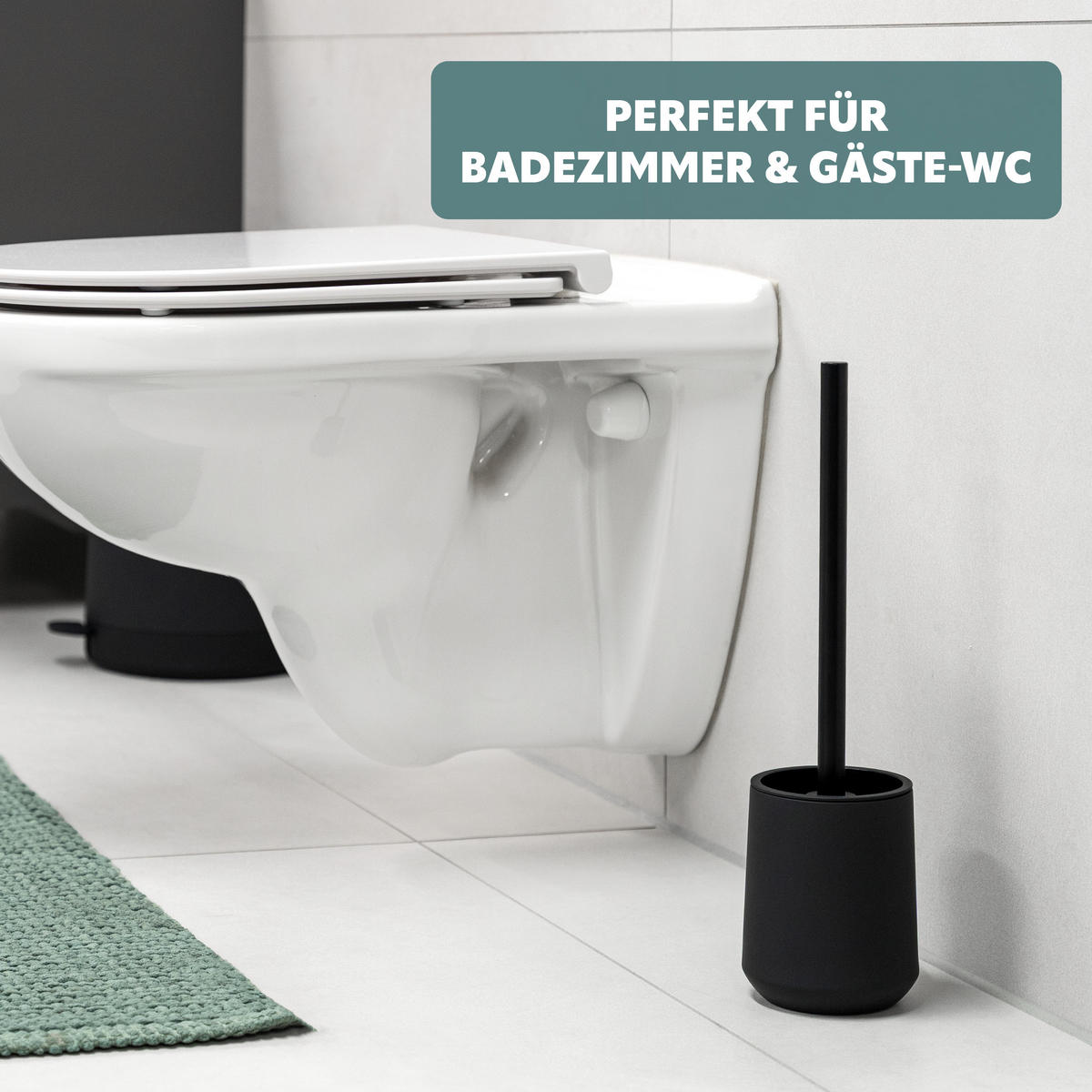 WC-GARNITUR TESERO, Kunststoff, schwarz - Schwarz, Kunststoff (10.5/39.5/10.5cm) - eluno