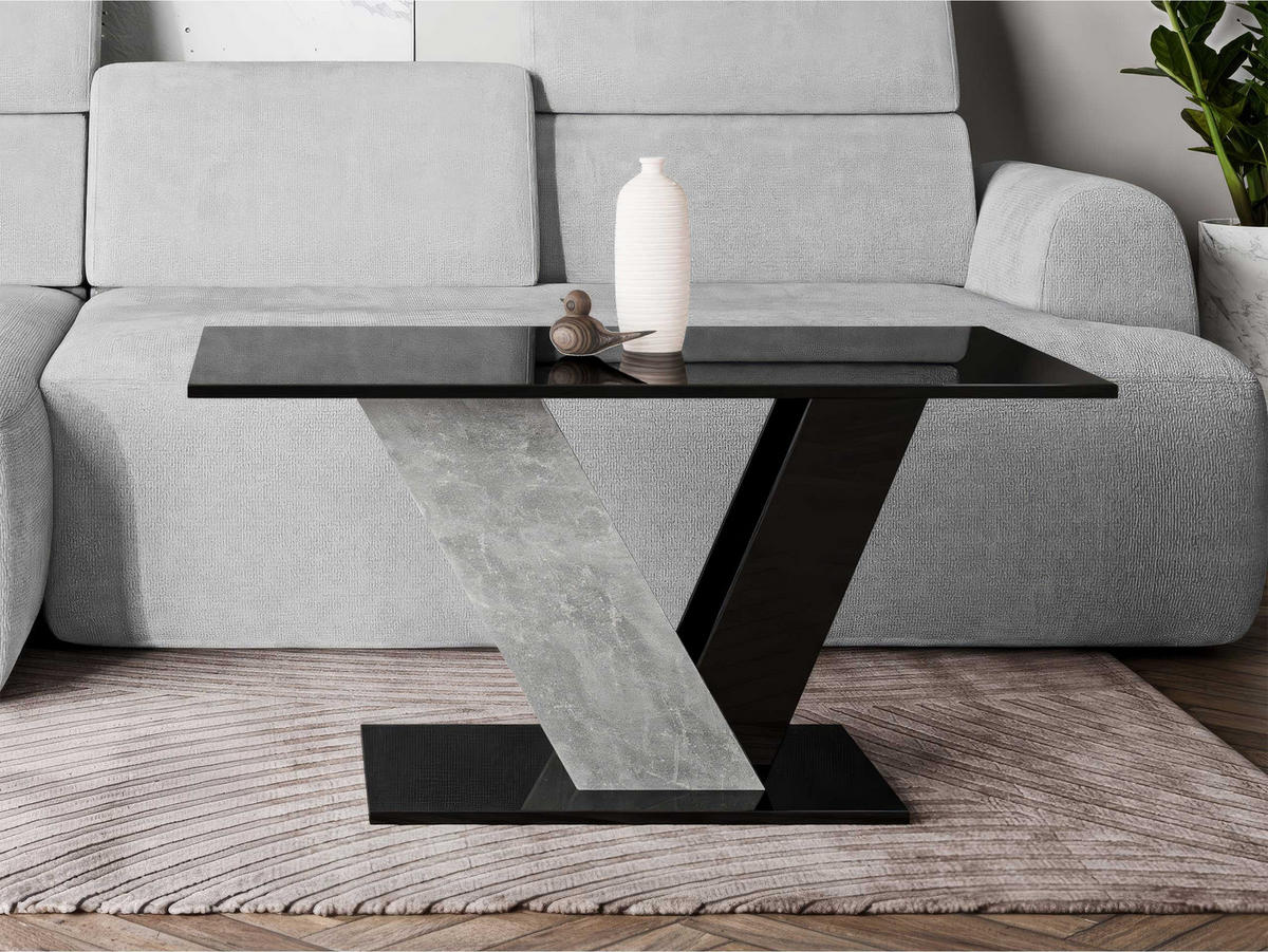 COUCHTISCH Dubai - Schwarz Hochglanz/Grau, Holzwerkstoff (60/100/55cm) - MIRJAN24