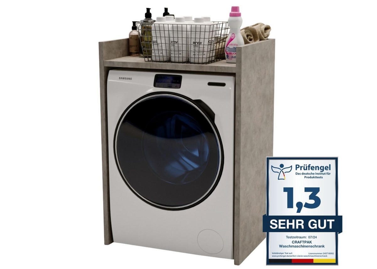WASCHMASCHINENSCHRANK Beton 66/97/62cm - Grau, Holzwerkstoff (66/97/62cm) - CraftPAK