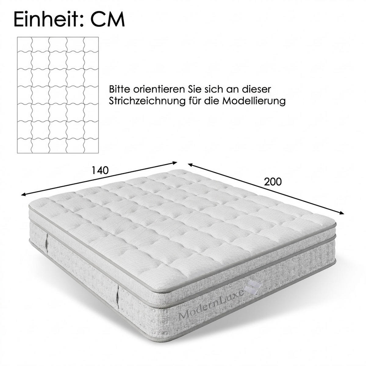 TASCHENFEDERKERNMATRATZE 140/200 cm Weiß H3, 25cm Hohe Kaltschaum Hybrid-Matratze - Weiß, Textil (140/200cm) - Oxeza