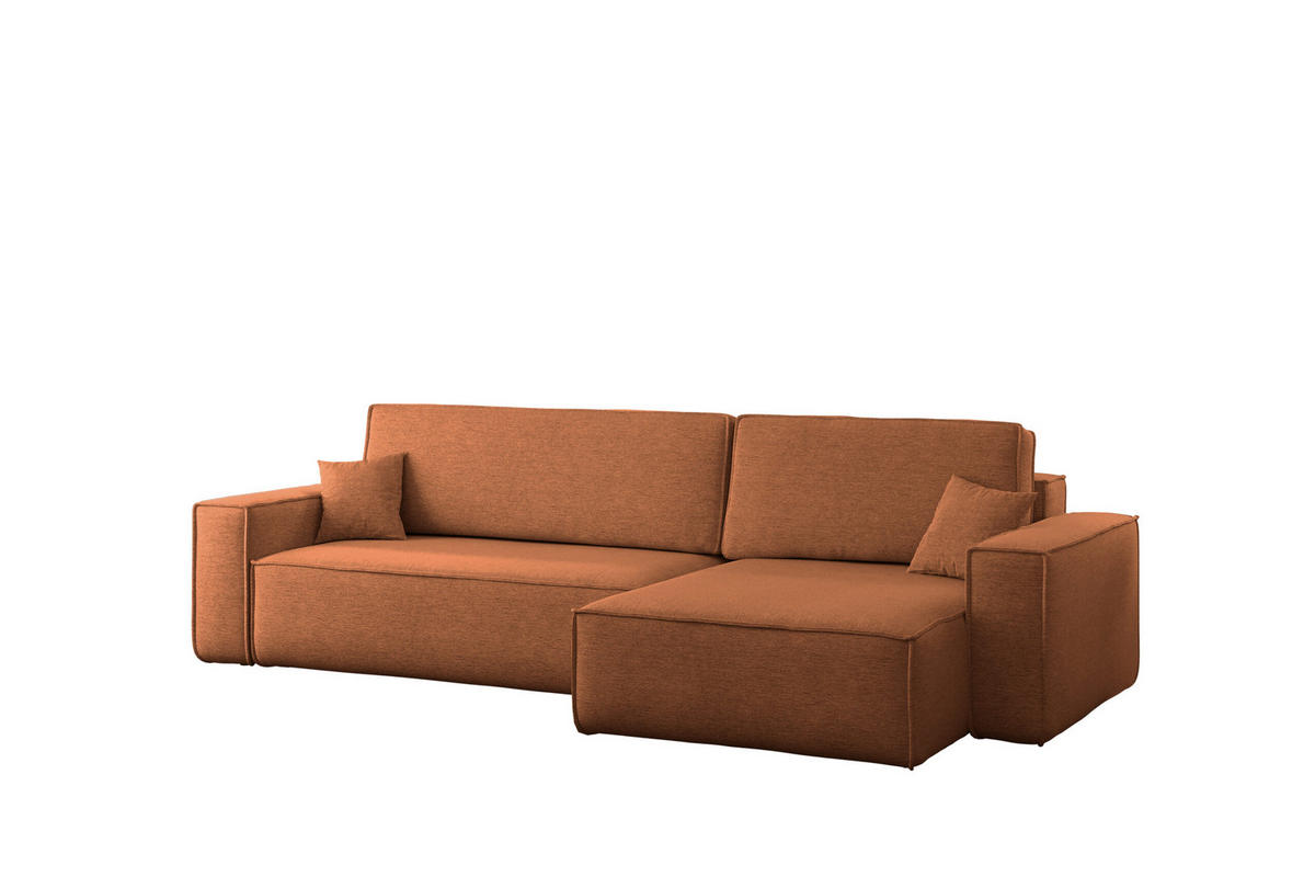 ECKSOFA Mit Schlaffunktion Und Bettkasten, Eckcouch Best XL Stoff Verita Kupfer Rechts - Kupferfarben, Holz (274/145cm) - Kaiser Möbel