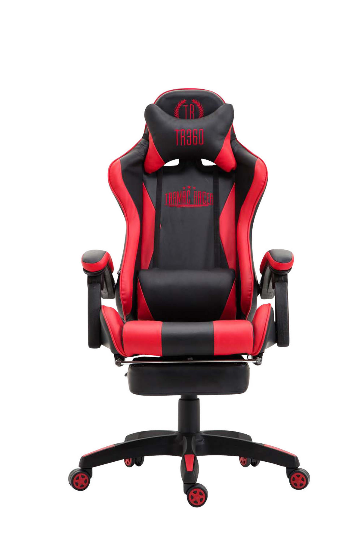 CHEFSESSEL Lederlook schwarz/rot - Rot/Schwarz, Kunststoff/Textil (66/121/58cm) - CLP