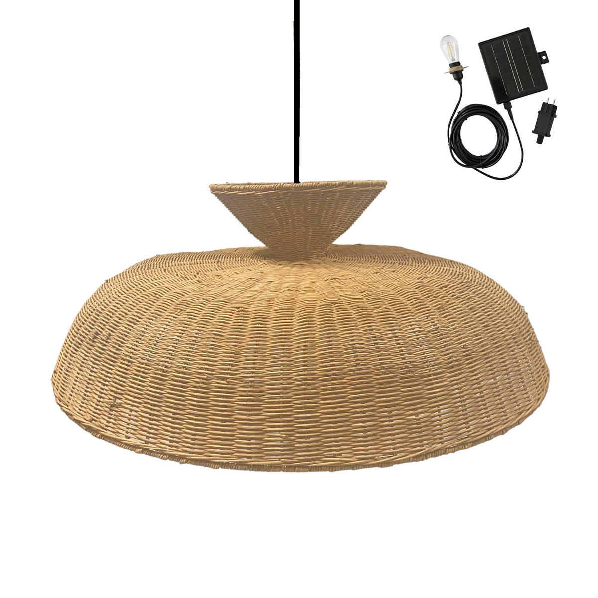 DARMA Solar-Pendelleuchte, 80 cm Durchmesser, 5 m Länge - Beige, Holz (80/80/30cm) - Lumisky