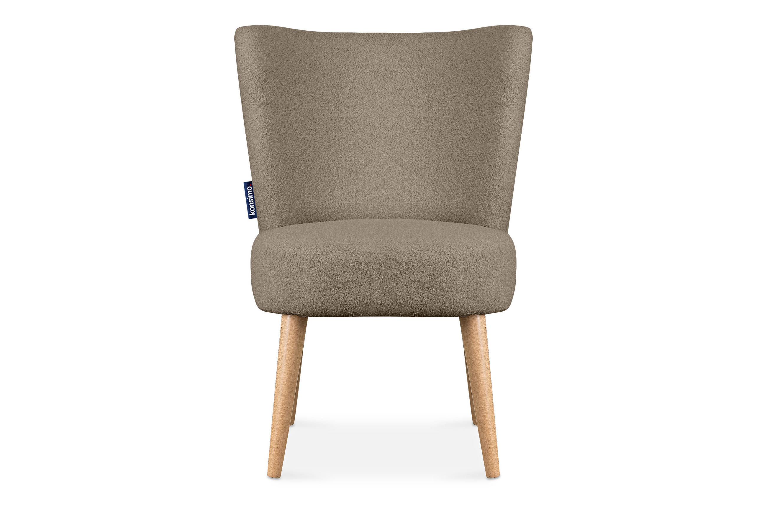 COCKTAILSESSEL APPA auf hohen Beinen aus Buche, aus recyceltem Boucle-Stoff, Hellbraun/Buche Dekor - Hellbraun/Buchefarben, Holz/Textil (63/89/65cm) - KONSIMO®