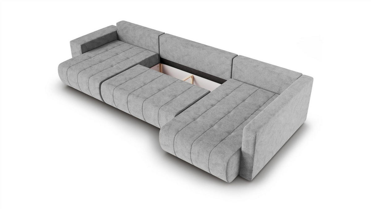 WOHNLANDSCHAFT Armanda - Grau, Holzwerkstoff/Textil (185/83/392cm) - Fun Möbel