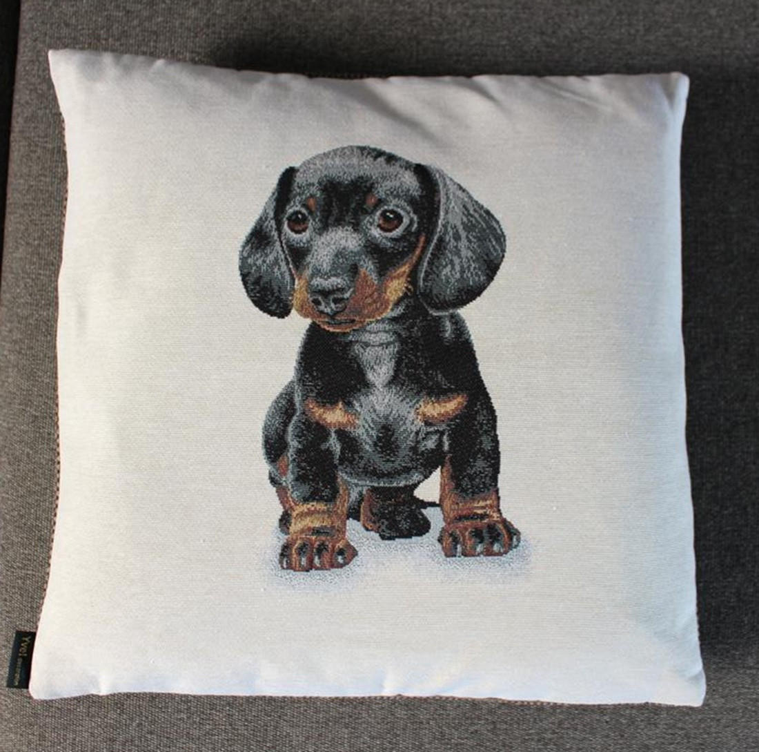 KISSENHÜLLE DACKELKINDER - Schwarz, Textil (45/45cm) - Yve! decoration