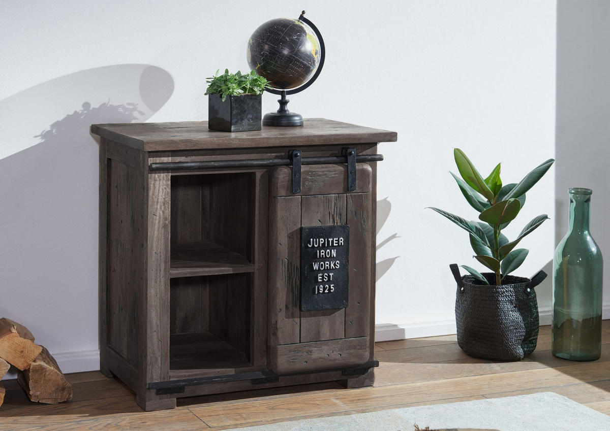 KOMMODE Mango 70x45x70 grau lackiert RAILWAY #224 - Grau, Holz (70/70/45cm) - Massivmoebel24