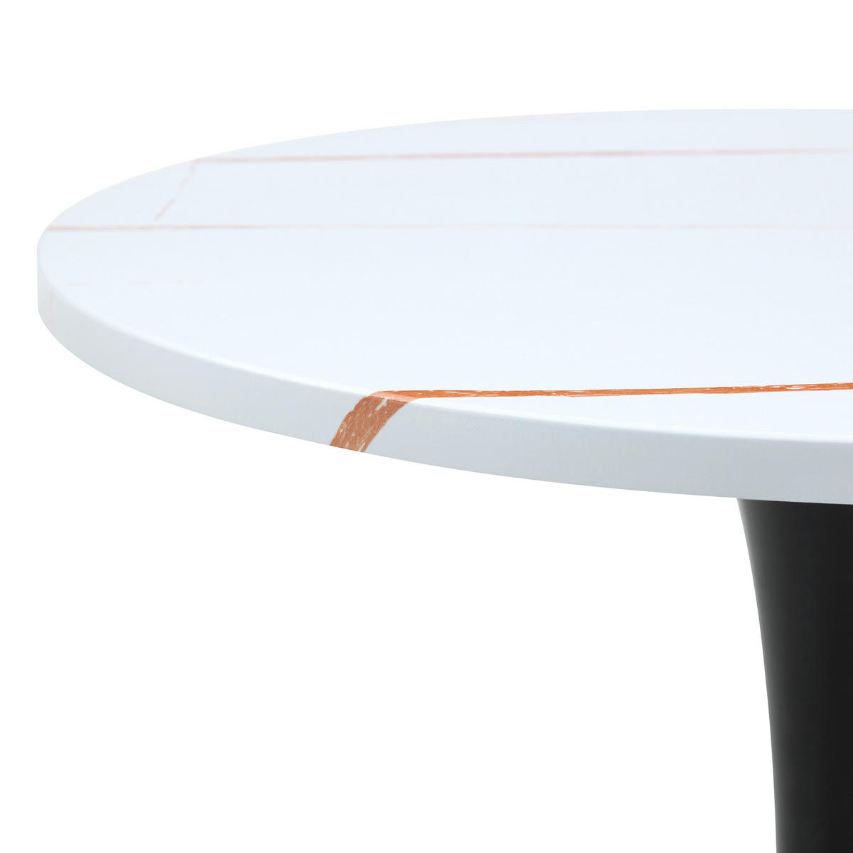 BEISTELLTISCH rund 60/60/72 cm Weiß Schwarz aus MDF Metall mit thermoformierter Tischplatte - Weiß, Holzwerkstoff (60/60/72cm) - OKWISH