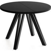 ESSTISCH Ravero runder ausziehbarer, Schwarz 100-180/100/77 cm - Schwarz, Holz/Holzwerkstoff (100/100/77cm) - WFL GROUP