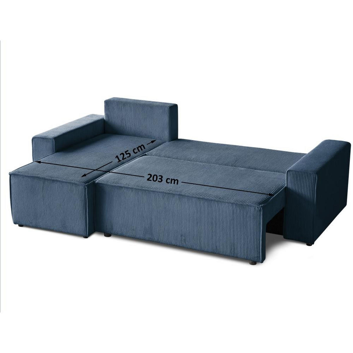 ECKSCHLAFSOFA mit Schlaffunktion Hektor dunkelblau - Schwarz/Dunkelblau, Kunststoff/Textil (247/152cm) - Beautysofa