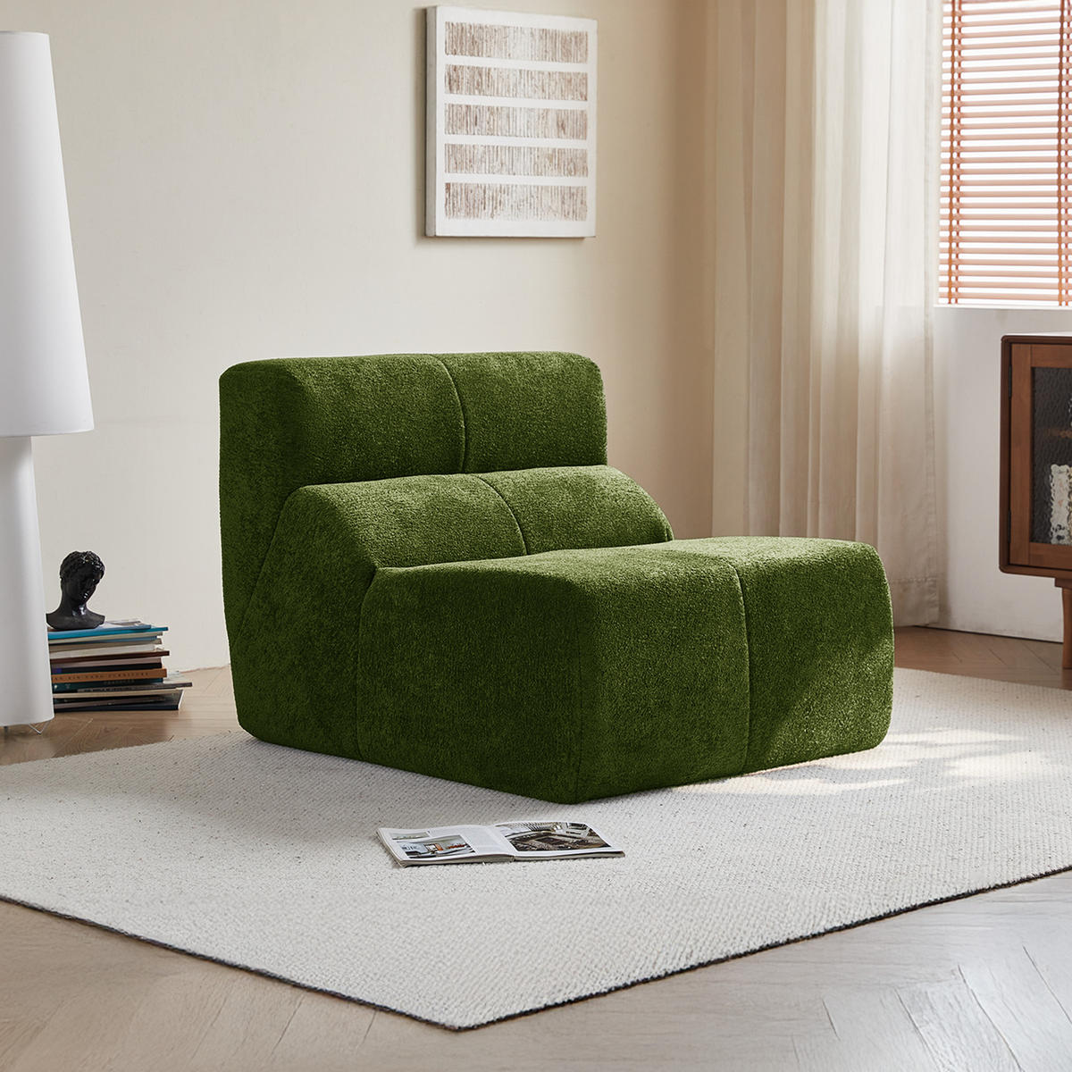 SOFA-SESSEL Samtbezug komprimiert ohne Montage 94/110/79 cm Grün - Grün, Textil (110/79/94cm) - Redom