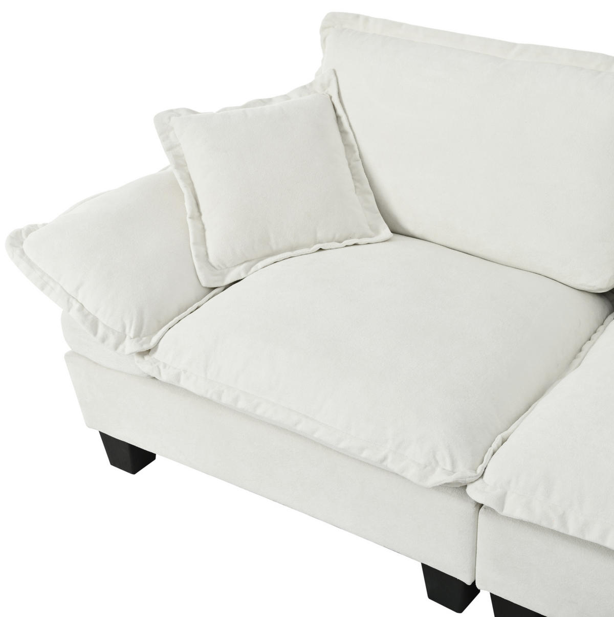 ECKSOFA aus Chenille 264x155x90 cm in Beige mit Ottomane & 2 Kissen - Beige, Textil (155/90/264cm) - Modfu