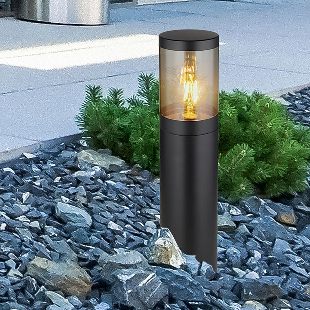 LED AUSSENLEUCHTE XELOO Edelstahl Schwarz - Schwarz, Metall (14/14/50cm) - Globo Lighting