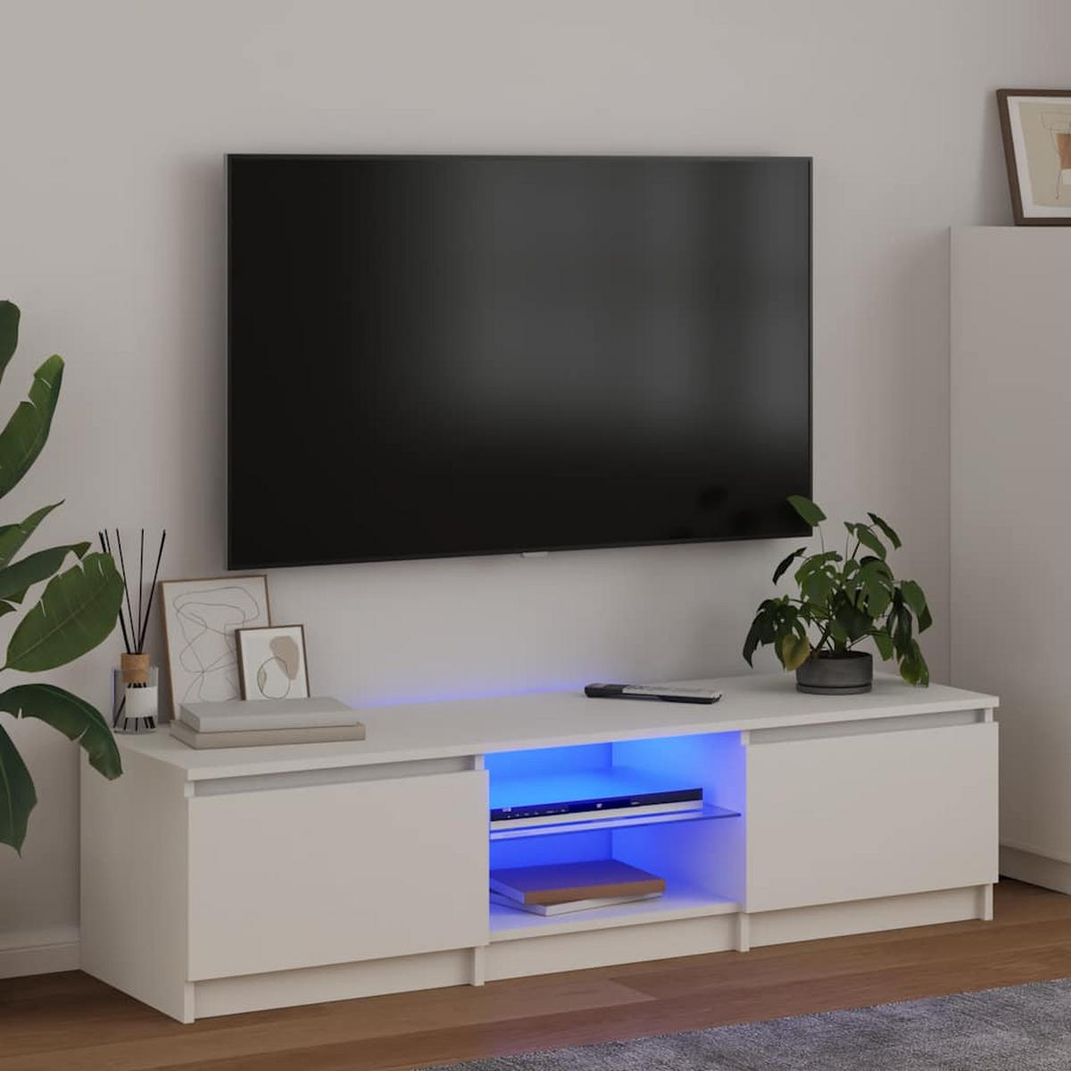 TV-SCHRANK Mit Led-Leuchten Weiss 140/40/36 Cm - Weiß, Holzwerkstoff (40/36/140cm) - vidaXL
