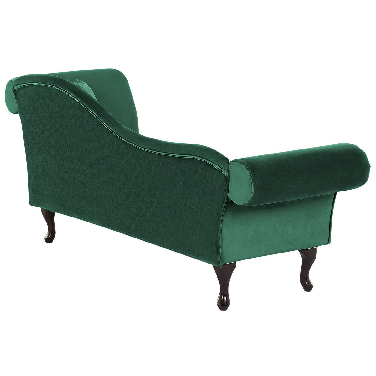 CHAISELONGUE Samtstoff dunkelgrün rechtsseitig Lattes - Grün, Textil (188/87/59cm) - Beliani
