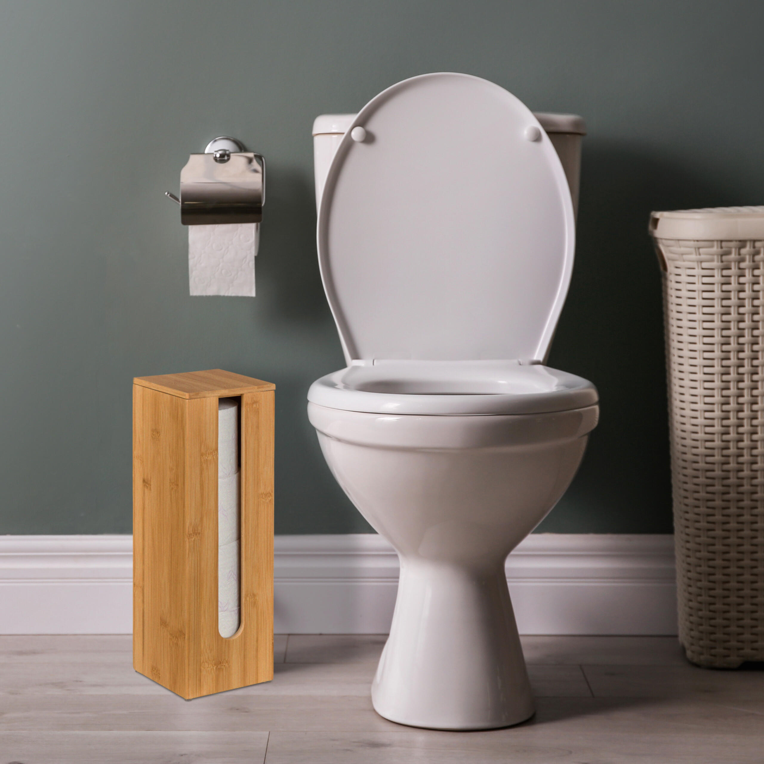 TOILETTENPAPIER-AUFBEWAHRUNG - Hellbraun, Holz (13.5/42/13.5cm) - Relaxdays