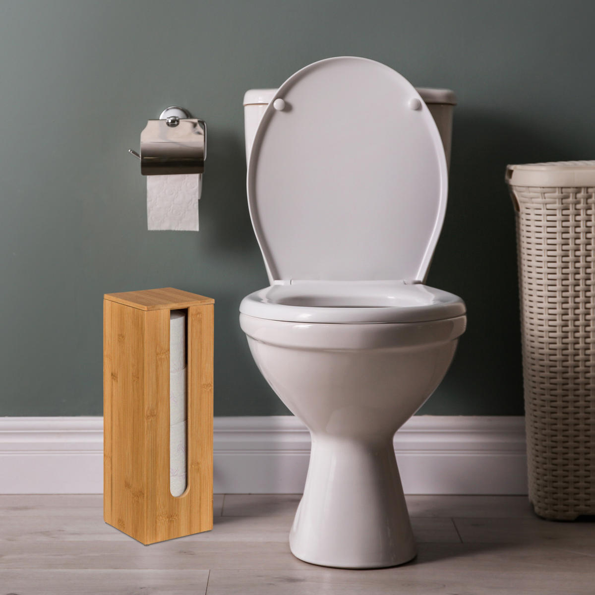 TOILETTENPAPIER-AUFBEWAHRUNG - Hellbraun, Holz (13.5/42/13.5cm) - Relaxdays