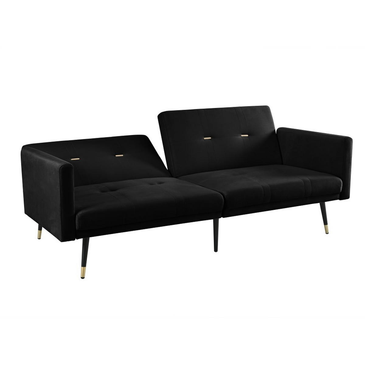 SCHLAFSOFA Zweisitzer mit Schlaffunktion,Klappsofa,Samt,Schwarz - Schwarz, Textil (164/70/51cm) - LVHOM