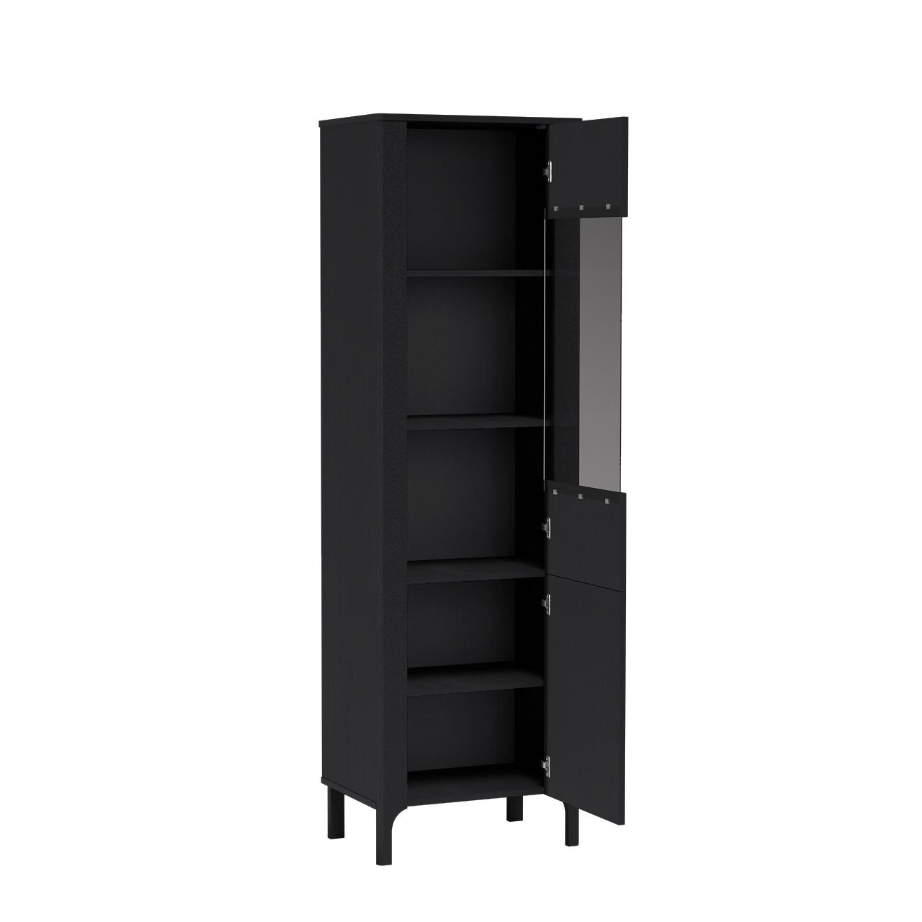 VITRINE Lumi Schwarz - Schwarz, Holzwerkstoff (60/197/41cm) - Bettso