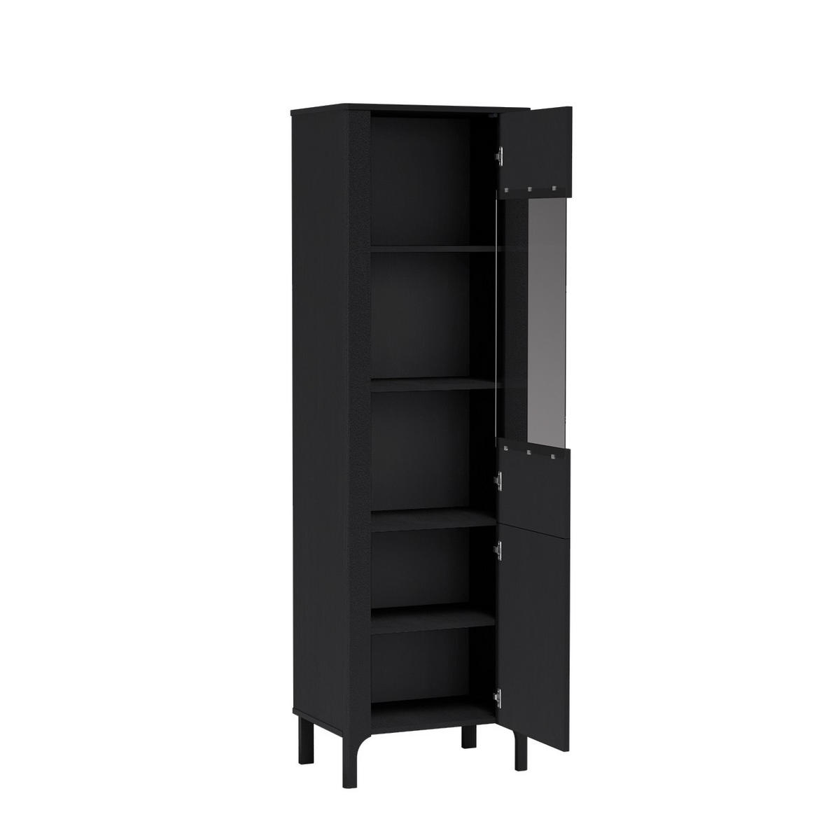 VITRINE Lumi Schwarz - Schwarz, Holzwerkstoff (60/197/41cm) - Bettso