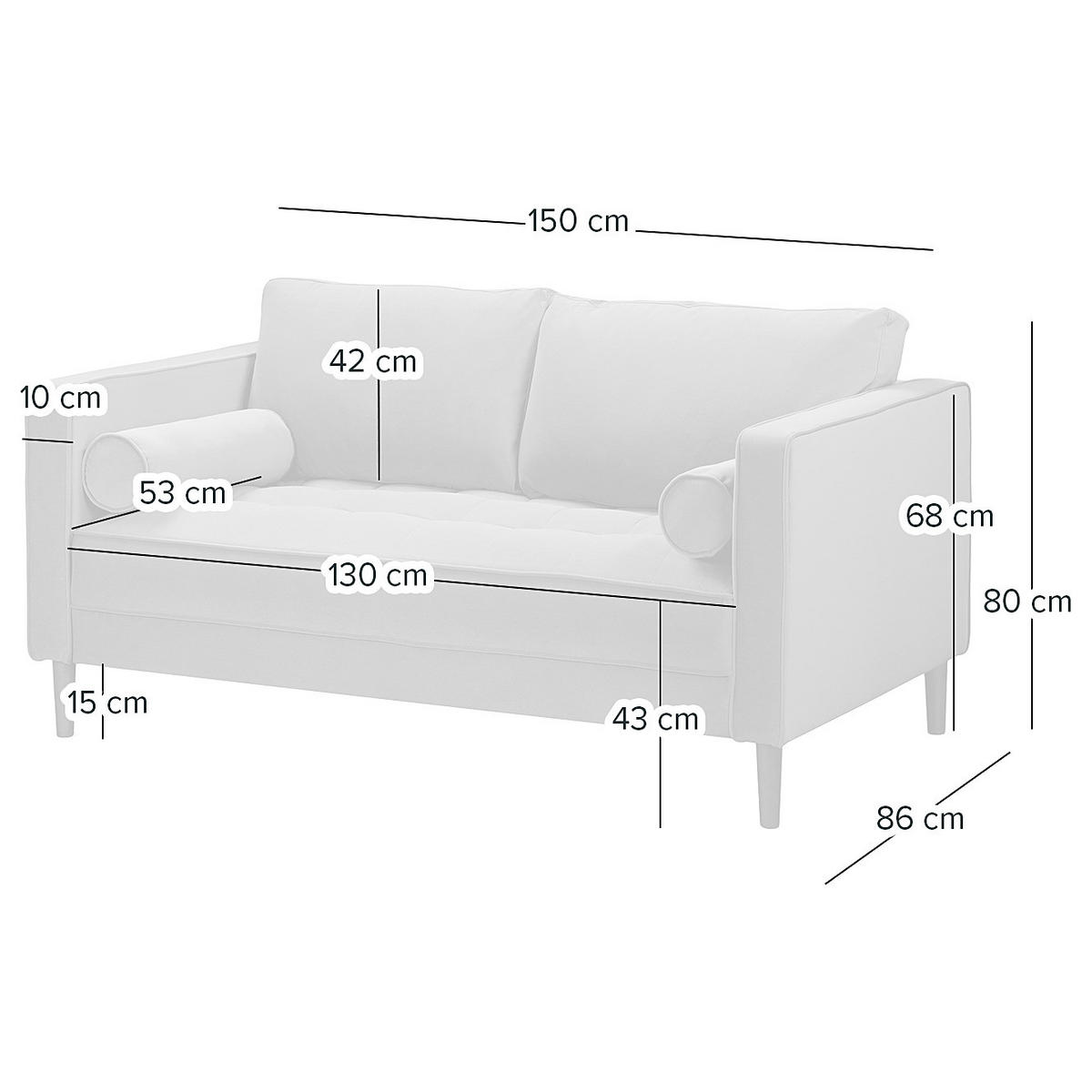 2-SITZER SOFA - Samt - Petrol, Textil (150/80/86cm) - home24