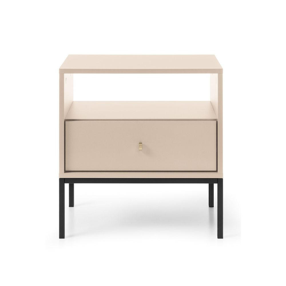 NACHTSCHRANK Monne Beige - Beige/Goldfarben, Holzwerkstoff/Metall (53.6/56.2/39cm) - Selsey