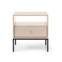 NACHTSCHRANK Monne Beige - Beige/Goldfarben, Holzwerkstoff/Metall (53.6/56.2/39cm) - Selsey
