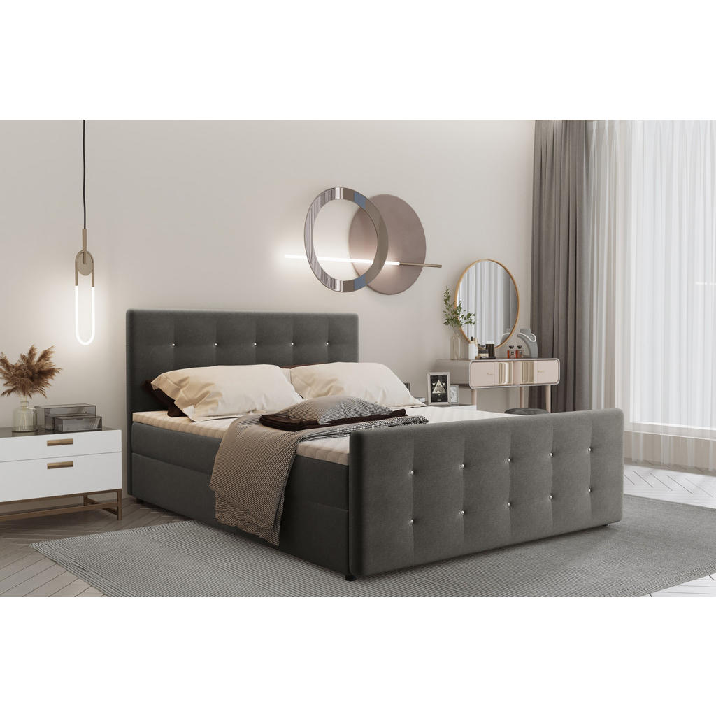 Thumbnail - Kaiser Möbel Boxbett, Graubraun, Textil, H3, Höhe ca. 20 cm, 140x200 cm, Oeko-Tex® Standard 100, Schlafzimmer, Betten, B...