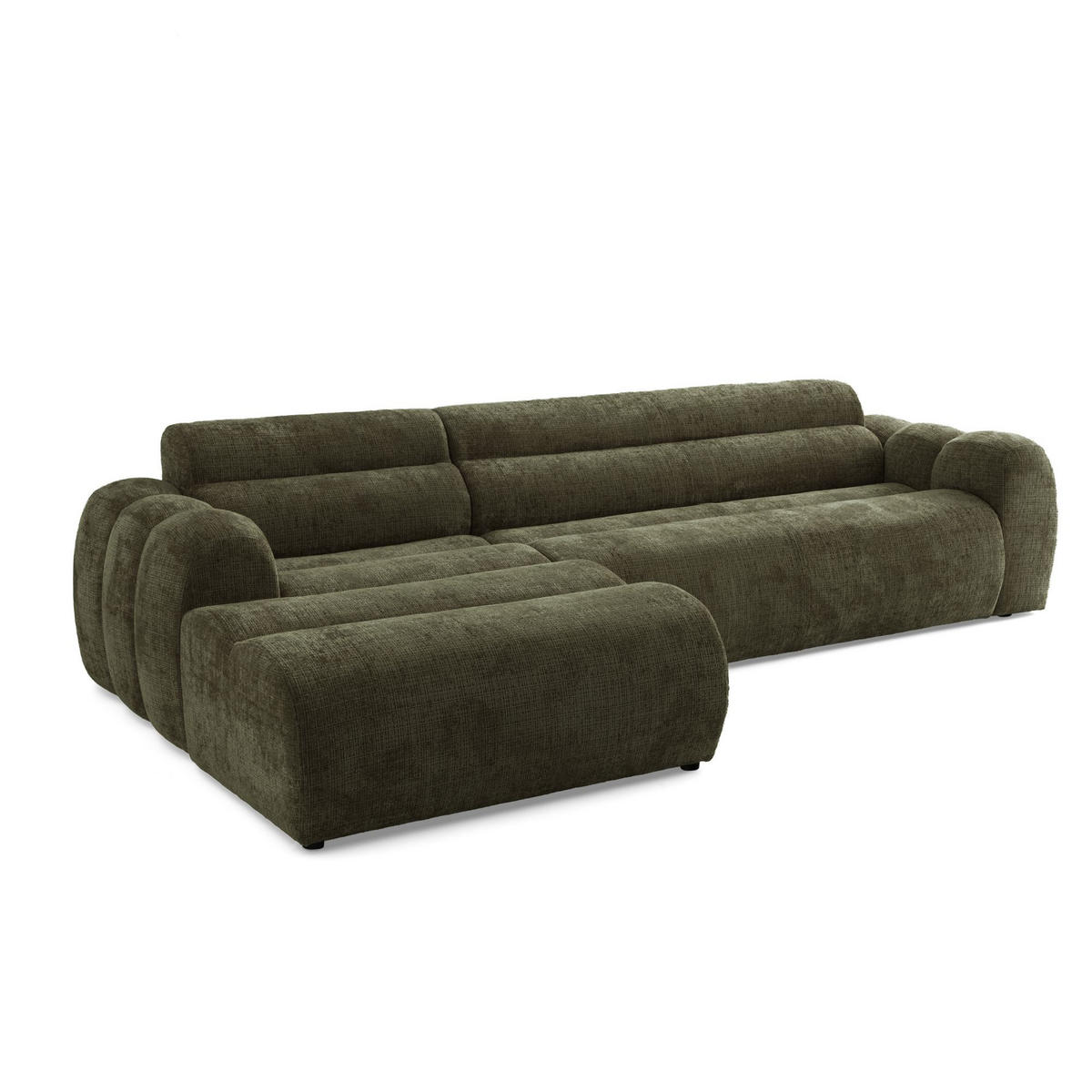 4-SITZER modulares Ecksofa VEER SET 1 Links, 298 x 175 cm, Chenille Webstoff Grün - Schwarz/Grün, Holz/Kunststoff (298/175cm) - Muffo