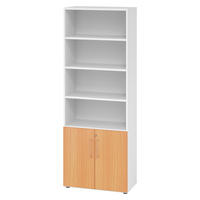 KOMBISCHRANK - 2 plus 4 Ordnerhöhen 42/80/215,6 cm in Weiß/Buchefarben - Buchefarben/Weiß, Holzwerkstoff (80/215.6/42cm) - bümö