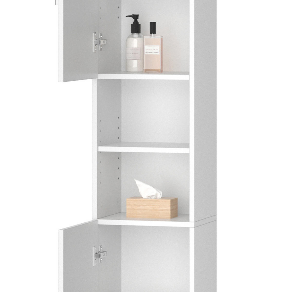 BADSCHRANK Luis Weiß 32 x 190 cm - Weiß, Holzwerkstoff (32/190/25.8cm) - Vicco