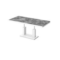 COUCHTISCH rechteckig Marmor dunkel - Weiß Hochglanz 120/75/54 cm - Dunkelgrau/Weiß Hochglanz, Holzwerkstoff (75/120/54cm) - designimpex