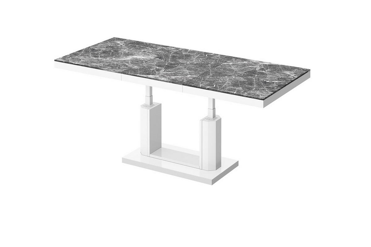 COUCHTISCH rechteckig Marmor dunkel - Weiß Hochglanz 120/75/54 cm - Dunkelgrau/Weiß Hochglanz, Holzwerkstoff (75/120/54cm) - designimpex