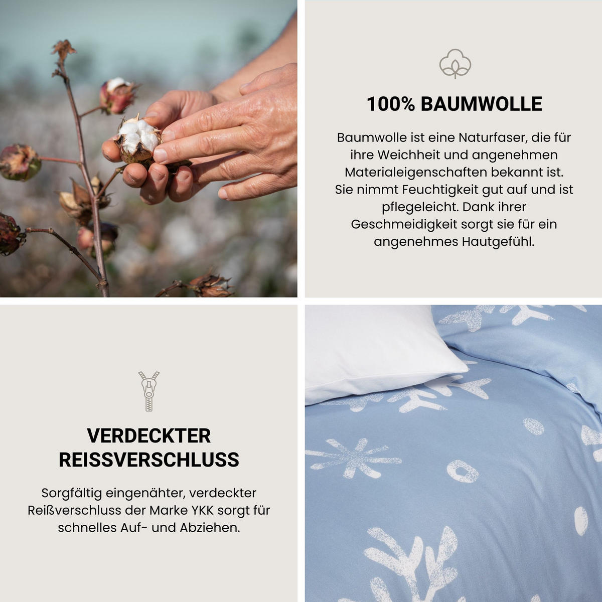 BETTWÄSCHESET Skadi - Feinbiber - 2-teilig - 135x200 cm - Blau - Blau, Textil (135/200cm) - SCHIESSER