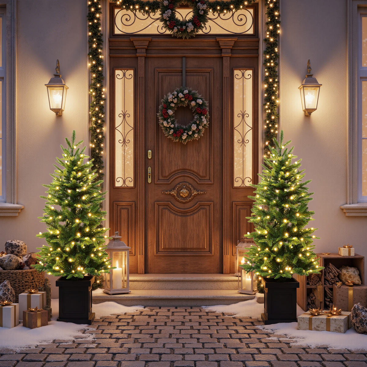 KÜNSTLICHER Weihnachtsbaum 124 cm mit Beleuchtung und 150 LEDs - Grün, Kunststoff (124cm) - Hometopia