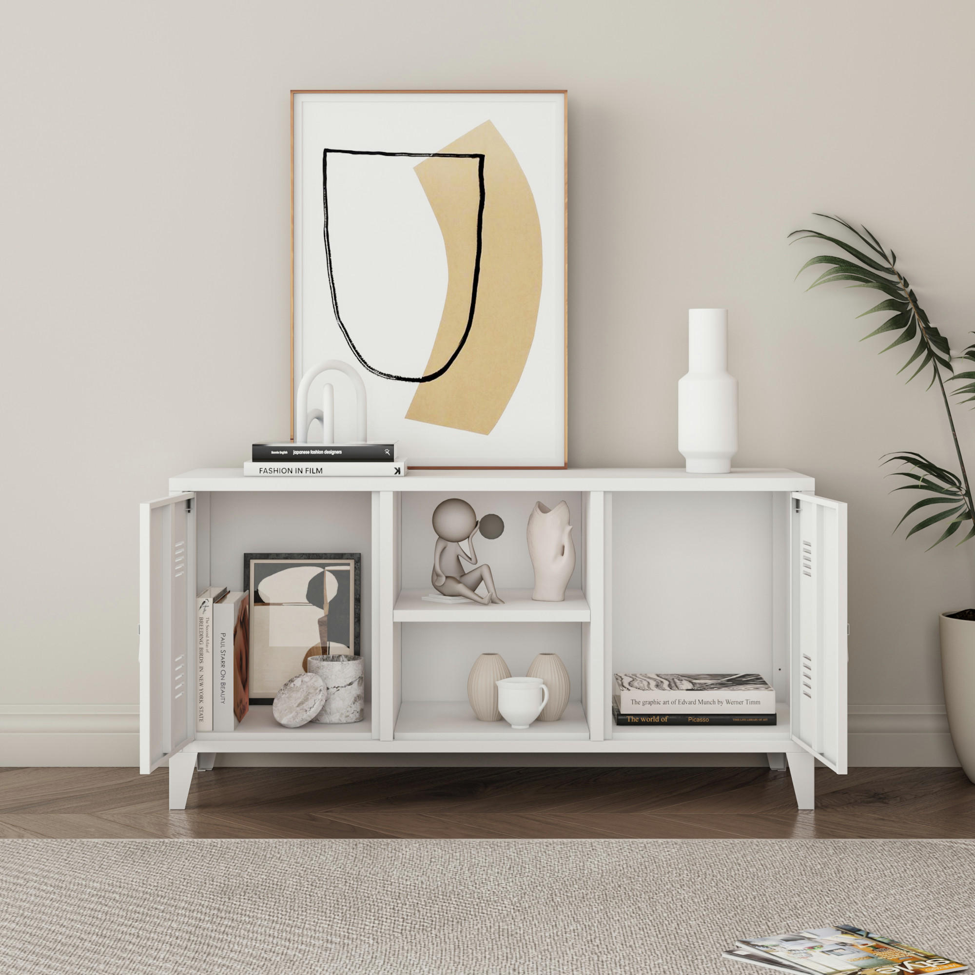 SIDEBOARD Kotka - Weiß, Metall (113/58/40cm) - [en.casa]