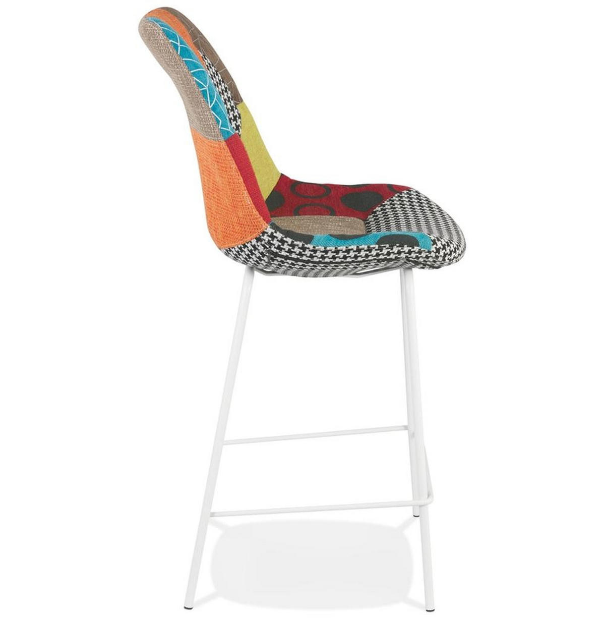 BARHOCKER – Patchwork, 65 cm, hohe Lehne, Metall Weiß, REMAXO - Multicolor/Weiß, Textil/Metall (45/105/49cm) - KADIMA DESIGN