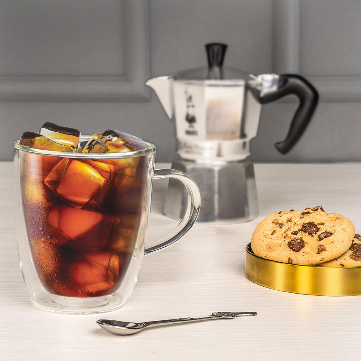 GLASBECHERSET Firenze, 2er Set, Doppelwandig, 80 ml - Transparent, Glas (0.08L) - Bialetti