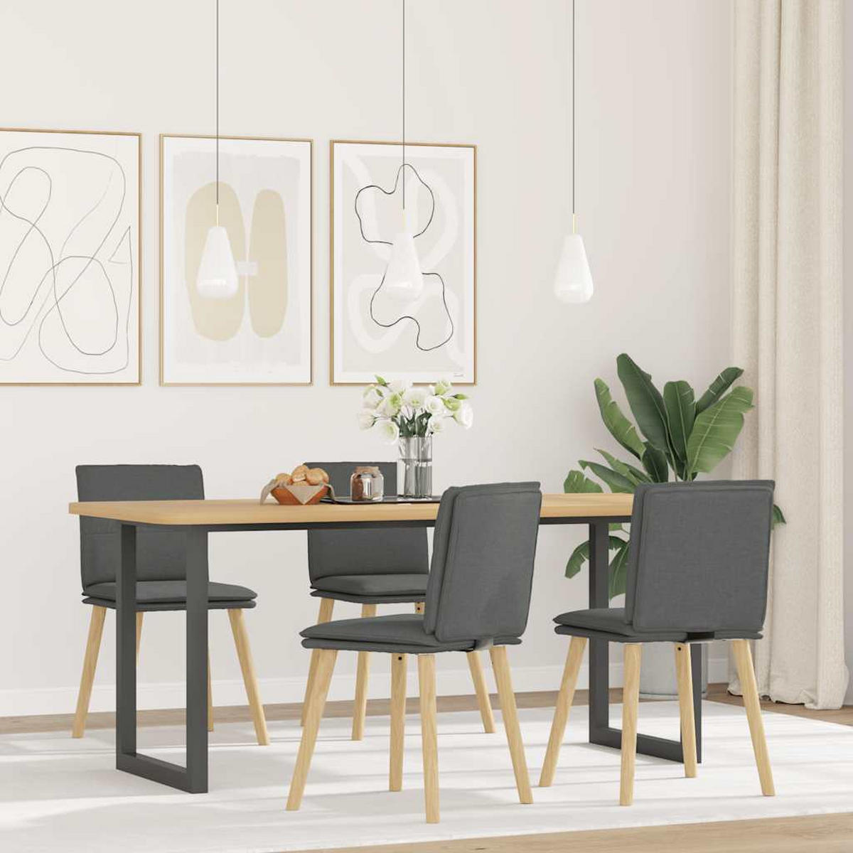 ESSZIMMERSTÜHLE 4 Stk. Dunkelgrau Stoff 45*54*86cm - Dunkelgrau, Metall (45/86/54cm) - ZMH