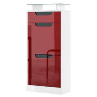 SCHUHSCHRANK Fiesta Bordeaux Hochglanz / Schwarz Hochglanz - Bordeaux, Holzwerkstoff (46/104/23cm) - Vladon