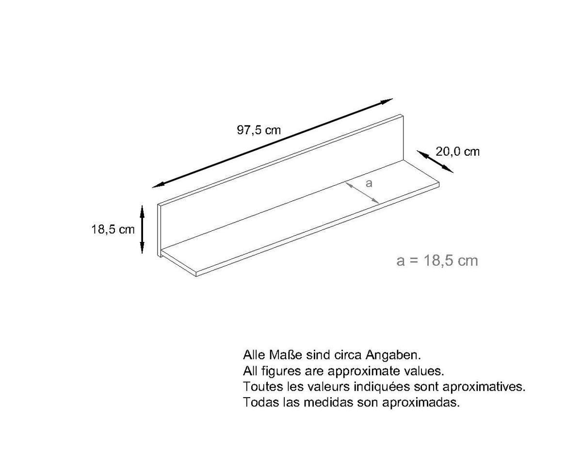 WANDREGAL Skadu Avola-Anthrazit - Anthrazit/Hellgrau, Holzwerkstoff (97.5/18.5/18.5cm) - Vladon