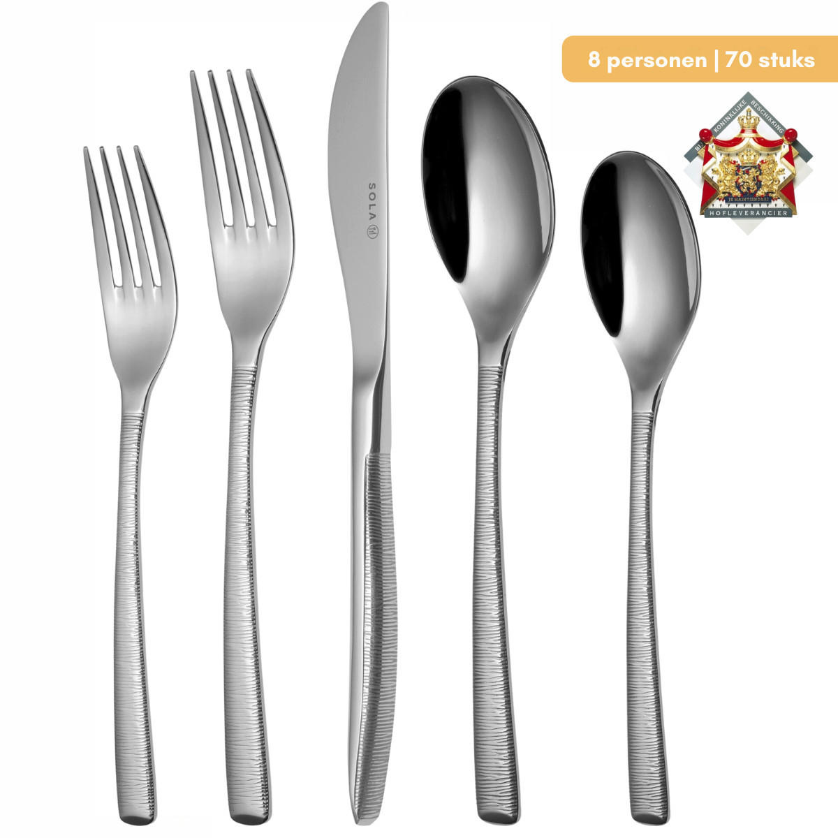 BESTECKSET Hermitage - 18/10 Edelstahl - 70-teilig / 8 Personen - Silberfarben, Metall - Sola
