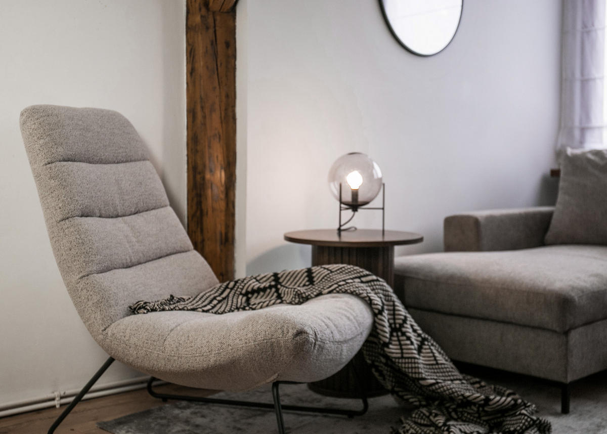 SESSEL Forgents mit Bouclé-Bezug in Beige - Beige/Schwarz, Textil/Metall (82.5/97/93cm) - Selsey