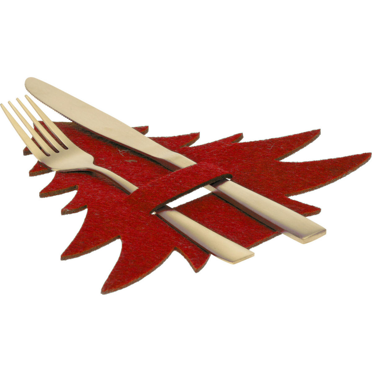 BESTECKTASCHEN Weihnachtsbaum 4er-Set 19,5/1,5/18,5 cm - Rot, Textil (1.5/18.5/19.5cm) - Home Styling Collection