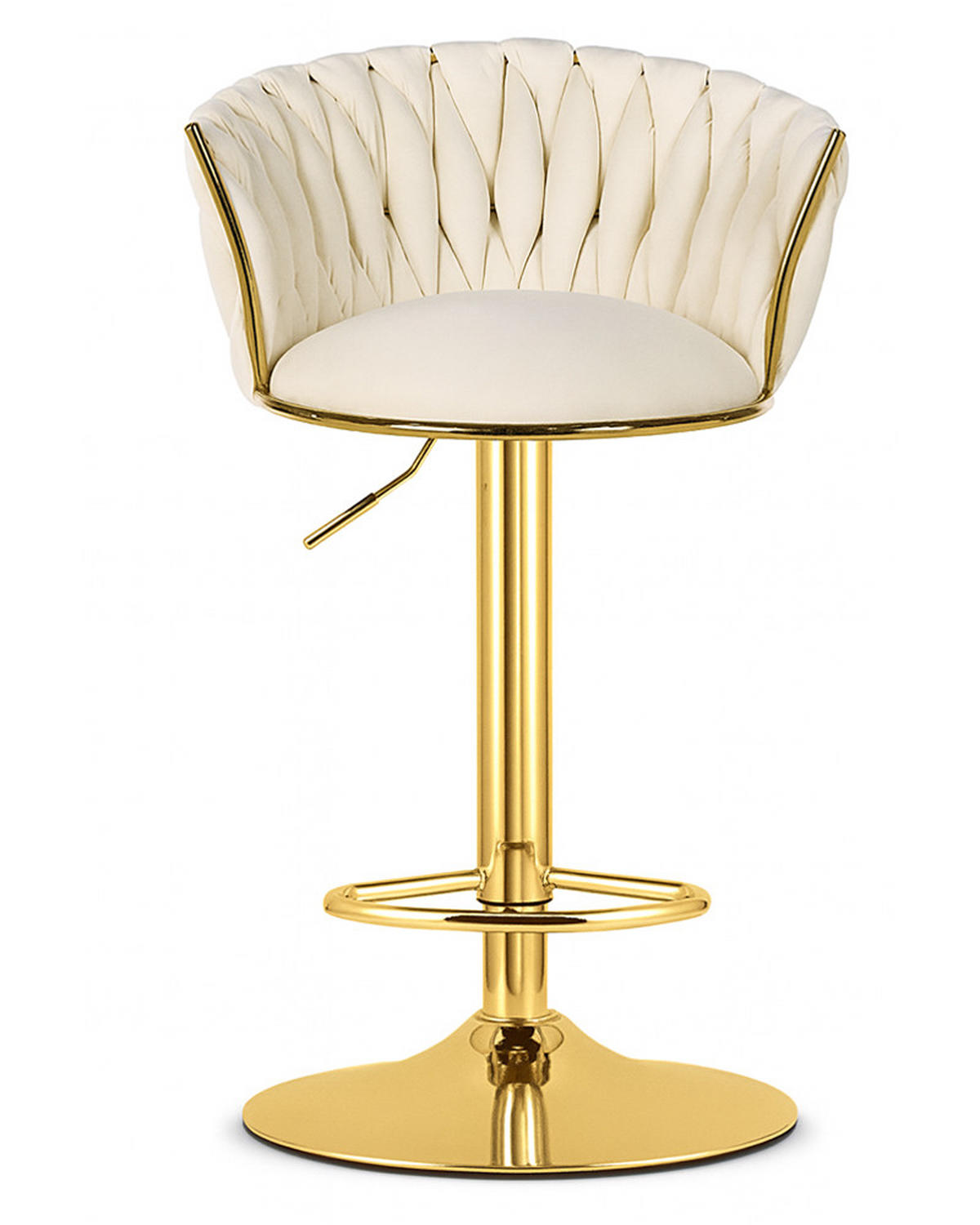 BARHOCKER MIG beiger Sitz, Goldbasis - Beige, Textil (51/105/50cm) - Valora