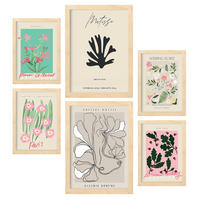 POSTER Set Mit 6 Expositions Plakaten Sammlung A3 & A4 Rahmen Aus Hellem Holz - Beige, Papier (29/3cm) - Nacnic