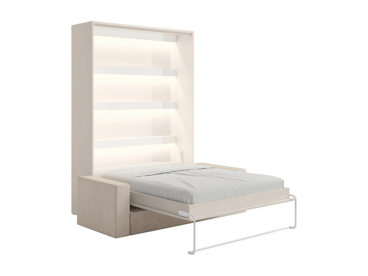 SCHRANKBETT - 2 Personen - holz - beige Rapili - Weiß, Holz/Metall (140/200cm) - Vente-Unique
