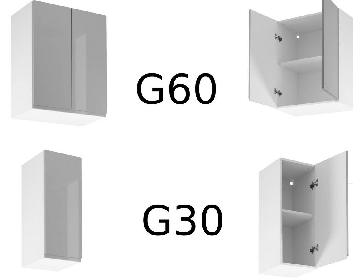 ECKKÜCHE 390 × 260 cm - Aspen K107-M860 - in Grau/Hochglanz - Grau, Holz (650/260/210cm)