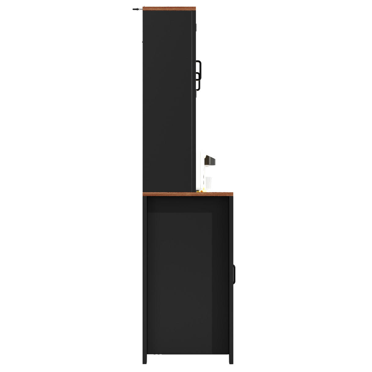 BUFFET 115/40/174,7 cm in Schwarz mit LED-Beleuchtung und Schiebetüren - Schwarz, Holzwerkstoff (115/174.7/40cm) - Flora Grace