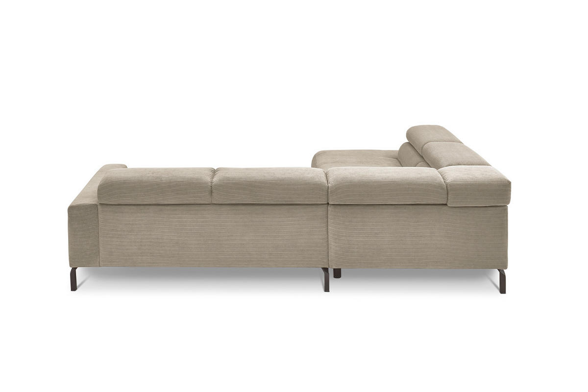 ECKSOFA DELIA Beige Cord - Beige/Schwarz, Textil/Metall (276/219cm) - KAWOLA